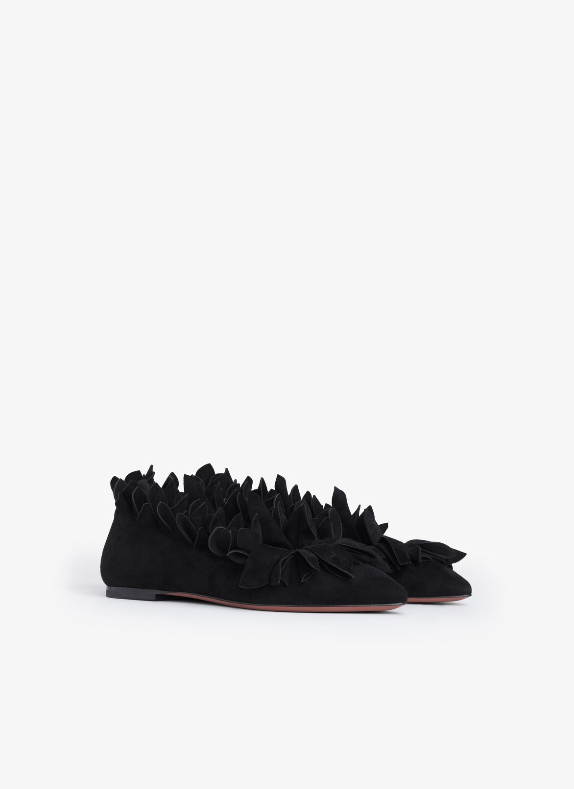 PETAL BALLET FLATS IN SUEDE GOATSKIN ALAÏA BLACK PETAL BALLET FLATS IN SUEDE GOATSKIN